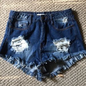 Distressed Shorts - Dark Wash